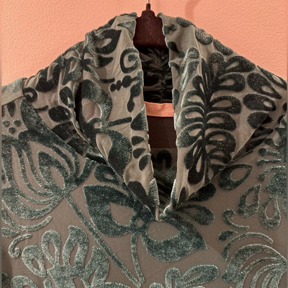 Soft Surroundings Walden Velvet Burnout Turtleneck Top M - Picture 6 of 11